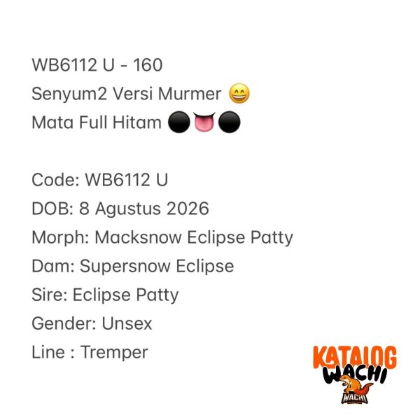 WB6112 U | Senyum2 Versi Murmer 😄 Mata Full Hitam ⚫️👅⚫️